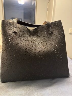 Street Level Black Perforated Tote Bag